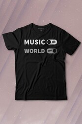 Music On World Off Müzik Dünya Baskılı Tişört Çocuk T-shirt - Thumbnail