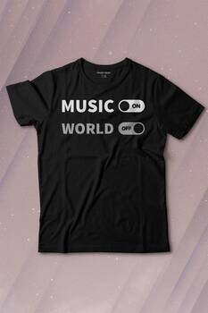 Music On World Off Müzik Dünya Baskılı Tişört Çocuk T-shirt