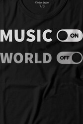 Music On World Off Müzik Dünya Baskılı Tişört Çocuk T-shirt - Thumbnail