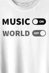 Music On World Off Müzik Dünya Baskılı Tişört Unisex T-shirt - Thumbnail