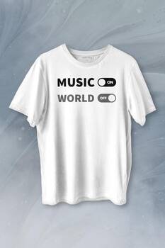 Music On World Off Müzik Dünya Baskılı Tişört Unisex T-shirt