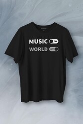 Music On World Off Müzik Dünya Baskılı Tişört Unisex T-Shirt - Thumbnail