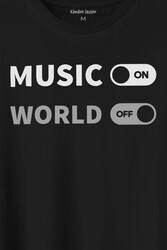 Music On World Off Müzik Dünya Baskılı Tişört Unisex T-Shirt - Thumbnail