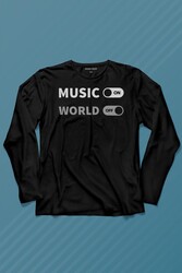 MusicOn World Off Müzik Dünya Uzun Kollu Tişört Baskılı T-Shirt - Thumbnail