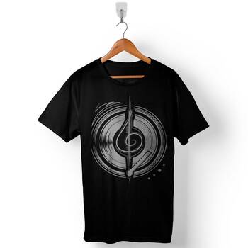 Müzik Cs Disk Disc Sol Anahtarı Music Logo Baskılı Tişört Unisex T-Shirt