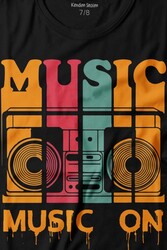 Müzik Music On Kaset Teyp Baskılı Tişört Çocuk T-shirt - Thumbnail