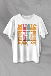 Müzik Music On Kaset Teyp Baskılı Tişört Unisex T-shirt - Thumbnail