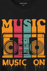 Müzik Music On Kaset Teyp Baskılı Tişört Unisex T-Shirt - Thumbnail