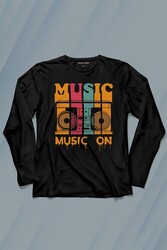 Müzik MusicOn Kaset Teyp Uzun Kollu Tişört Baskılı T-Shirt - Thumbnail