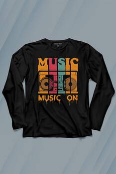 Müzik MusicOn Kaset Teyp Uzun Kollu Tişört Baskılı T-Shirt