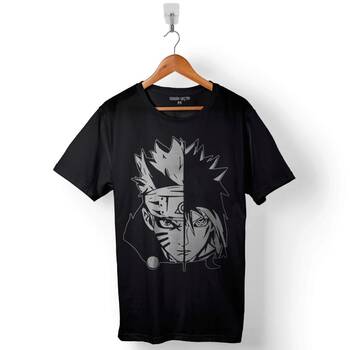 Naruto And Sasuke Uzumakı Uchiha Decal Baskılı Tişört Unisex T-Shirt