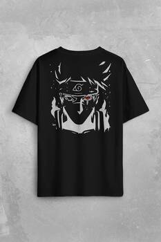 Naruto Kakashi Anime Dizi Sırt Ön Baskılı Oversize Tişört Unisex T-Shirt