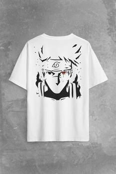 Naruto Kakashi Anime Dizi Sırt Ön Baskılı Oversize Tişört Unisex T-Shirt