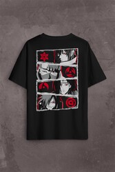 Naruto Kakashi Anime Manga Sırt Ön Baskılı Oversize Tişört Unisex T-Shirt - Thumbnail