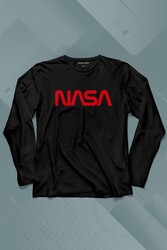 Nasa Wom Logo Ulusal Havacılık Ve Uzay Abd Uzun Kollu Tişört Baskılı T-Shirt - Thumbnail