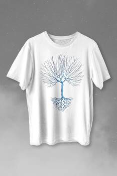 Nature Hayat Ağacı Kuru Ağaç Kökü Baskılı Tişört Unisex T-shirt