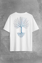 Nature Hayat Ağacı Kuru Ağaç Kökü Sırt Ön Baskılı Oversize Tişört Unisex T-Shirt - Thumbnail