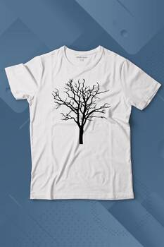 Nature Hayat Ağacı Kuru Ağaç Silüeti Baskılı Tişört Çocuk T-shirt