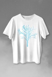 Nature Hayat Ağacı Kuru Ağaç Silüeti Baskılı Tişört Unisex T-shirt - Thumbnail