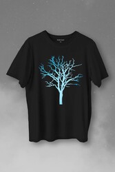 Nature Hayat Ağacı Kuru Ağaç Silüeti Baskılı Tişört Unisex T-Shirt - Thumbnail