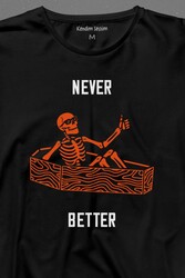 Never Better Skull Kuru Kafa Gothic Dark Sokak Uzun Kollu Tişört Baskılı T-Shirt - Thumbnail