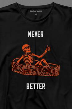 Never Better Skull Kuru Kafa Gothic Dark Sokak Uzun Kollu Tişört Baskılı T-Shirt