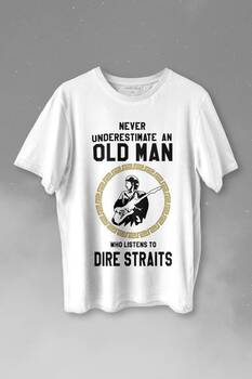 Never Undersestimate An Old Man David Mark Knopfler Baskılı Tişört Unisex T-shirt