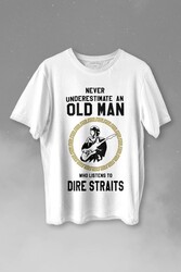 Never Undersestimate An Old Man David Mark Knopfler Baskılı Tişört Unisex T-shirt - Thumbnail