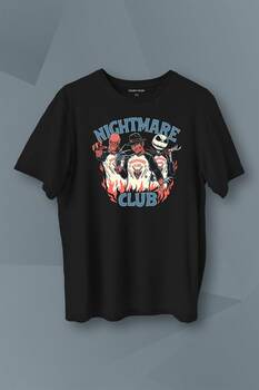 Nightmare Club Korku Film Cadılar Bayramı Baskılı Tişört Unisex T-Shirt