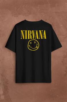 Nirvana Hanson Müzik Grubu Logo Nirvana Music Grou Sırt Ön Baskılı Oversize Tişört Unisex T-Shirt