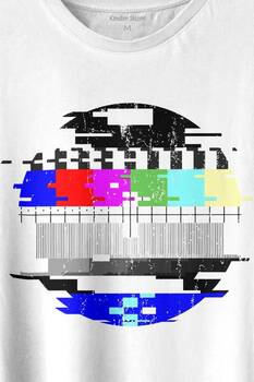 No Signal Teletex Nostalji Tv Tele Tex Baskılı Tişört Unisex T-shirt