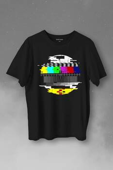 No Signal Teletex Nostalji Tv Tele Tex Baskılı Tişört Unisex T-Shirt