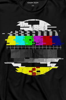 No Signal Teletex Nostalji Tv Tele Tex Uzun Kollu Tişört Baskılı T-Shirt