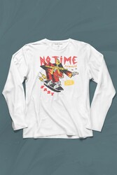 No Time To Waste Skate Kaykay Urban Streetwear Uzun Kollu Tişört Baskılı T-Shirt - Thumbnail