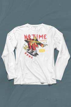 No Time To Waste Skate Kaykay Urban Streetwear Uzun Kollu Tişört Baskılı T-Shirt