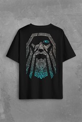 Odin Vikings Logo Vikingler Sırt Ön Baskılı Oversize Tişört Unisex T-Shirt - Thumbnail