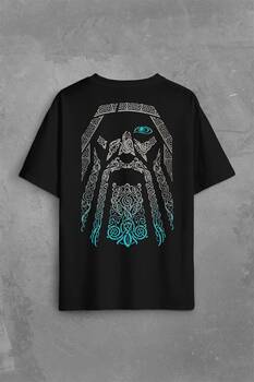 Odin Vikings Logo Vikingler Sırt Ön Baskılı Oversize Tişört Unisex T-Shirt