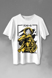 One Piece Anime Dizi Japonca Japanese Wear Baskılı Tişört Unisex T-shirt - Thumbnail