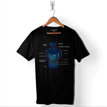 Organlarımız Ağız Yutak Mide Akciğer Ders Ödev Baskılı Tişört Unisex T-Shirt