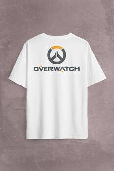 Overwatch Heroes Steam Logo Over Watc Sırt Ön Baskılı Oversize Tişört Unisex T-Shirt