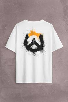 Overwatch Heroes Steam Logo Over Watc Sırt Ön Baskılı Oversize Tişört Unisex T-Shirt