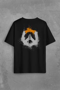 Overwatch Heroes Steam Logo Over Watc Sırt Ön Baskılı Oversize Tişört Unisex T-Shirt