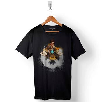 Overwatch Tracer Heroes Steam Logo Baskılı Tişört Unisex T-Shirt