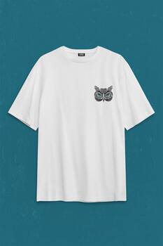 Owl Baykuş Design Desen Tasarım Yavru Minik Kuş Sırt Ön Baskılı Oversize Tişört Unisex T-Shirt