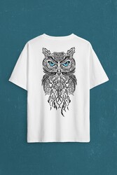 Owl Baykuş Design Desen Tasarım Yavru Minik Kuş Sırt Ön Baskılı Oversize Tişört Unisex T-Shirt - Thumbnail