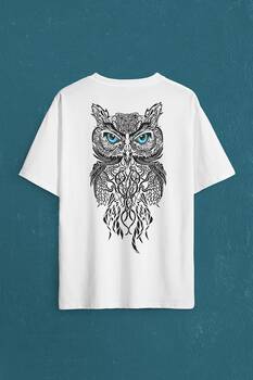 Owl Baykuş Design Desen Tasarım Yavru Minik Kuş Sırt Ön Baskılı Oversize Tişört Unisex T-Shirt