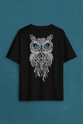 Owl Baykuş Design Desen Tasarım Yavru Minik Kuş Sırt Ön Baskılı Oversize Tişört Unisex T-Shirt - Thumbnail