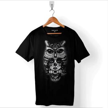 Owl Baykuş Üzgün Kız Güçlü Kadın Baskılı Tişört Unisex T-Shirt