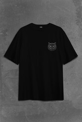 Owl Baykuş Üzgün Kız Güçlü Kadın Sırt Ön Baskılı Oversize Tişört Unisex T-Shirt - Thumbnail