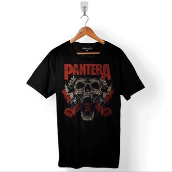 Pantera Skull Kuru Kafa Groove Heavy Metal Logo Baskılı Tişört Unisex T-Shirt